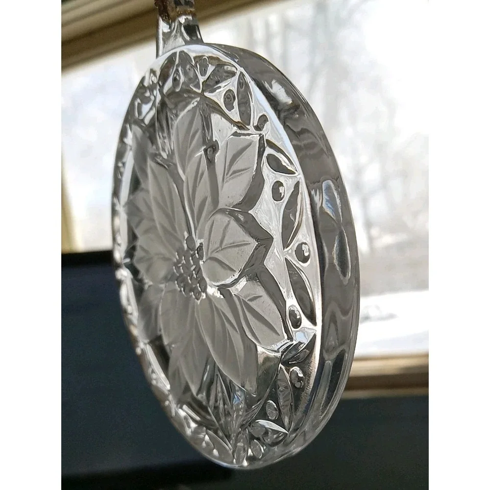 Vintage Glass Cut Crystal Mikasa‎ JAPAN Poinsettia Christmas Tree Ornament